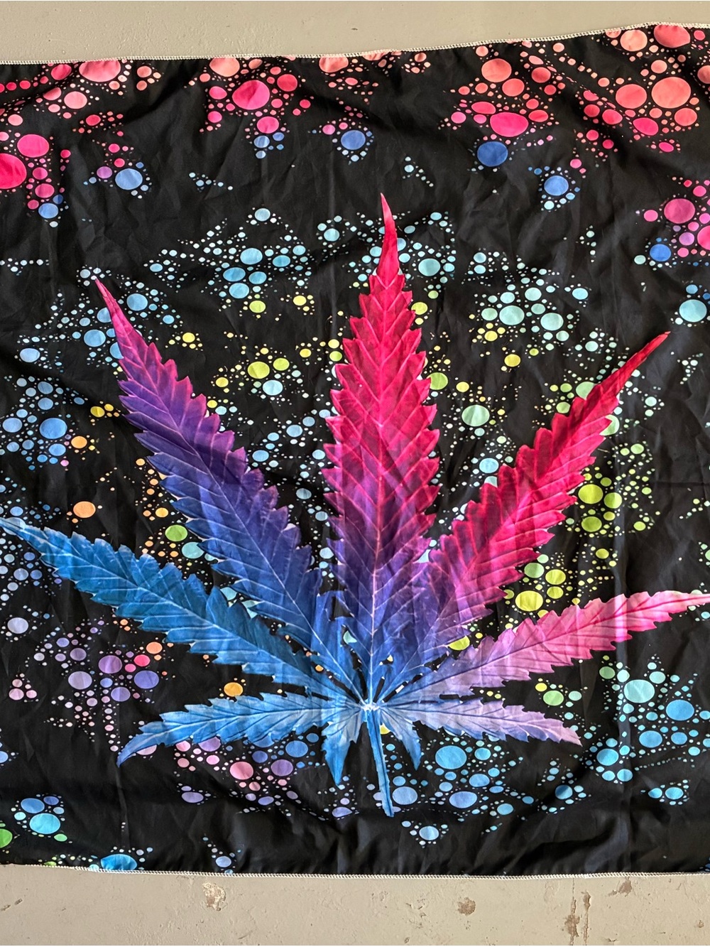Multicolor Cannabis Leaf Tapestry